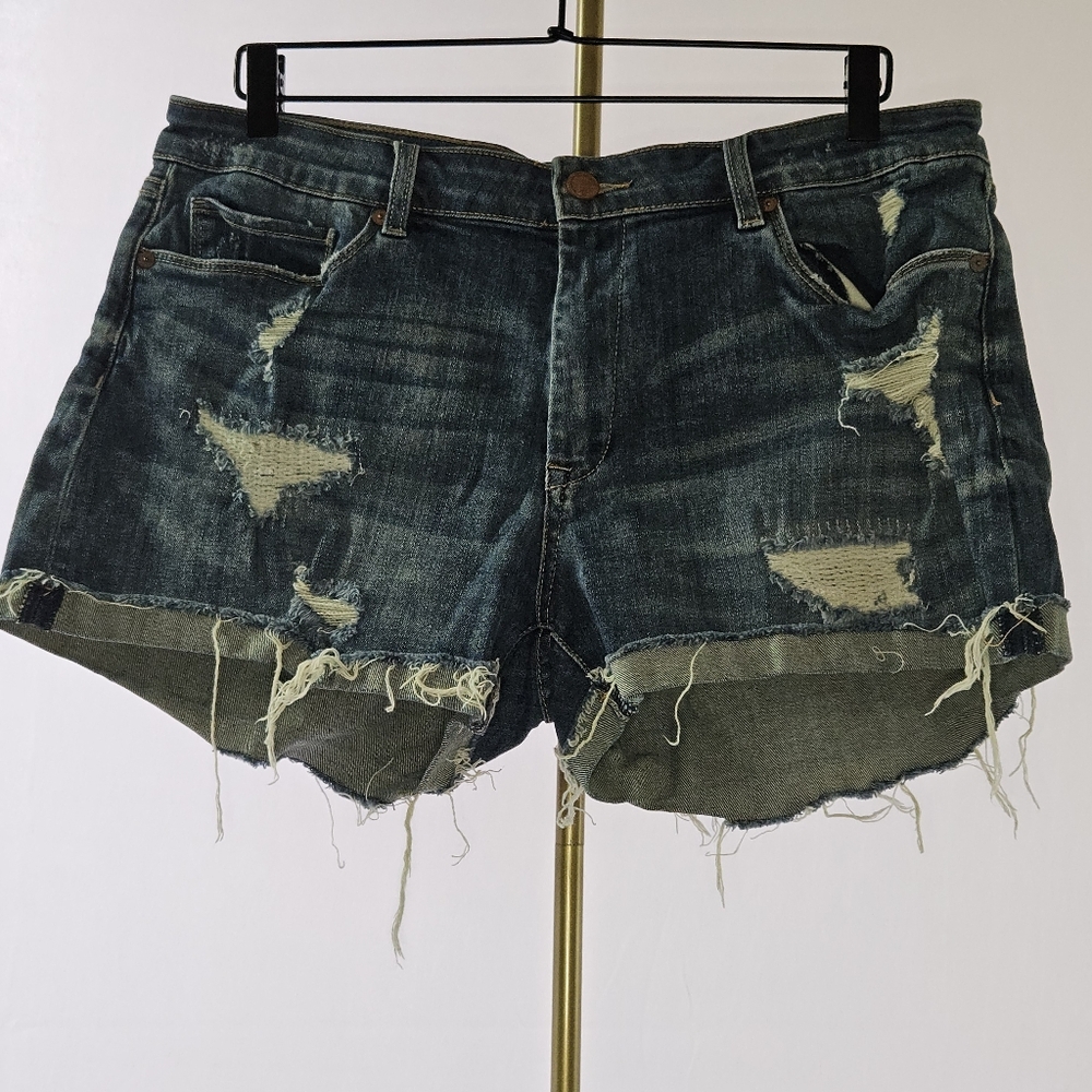 Blank NYC Distressed Dark Blue Jean Shorts - 31